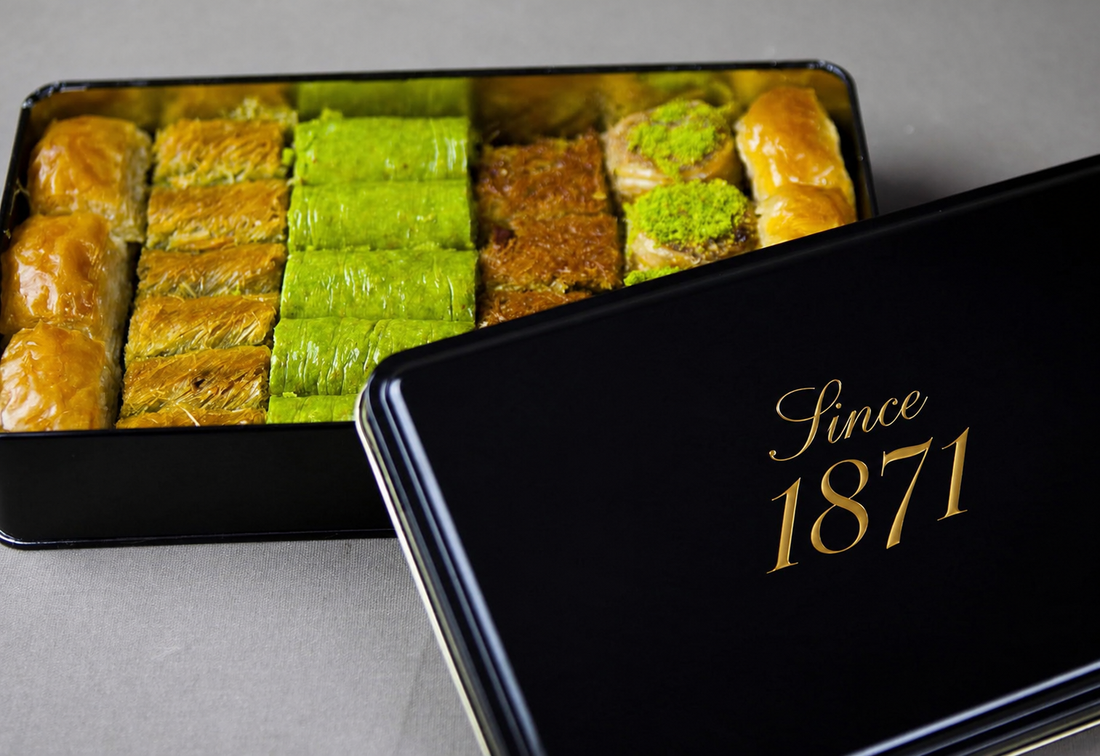 Since 1871 assorted baklava gift tin, 25 pieces