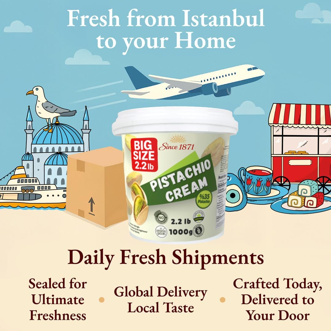 Pistachio Cream Bulk Tub 1kg, 2.2 lb - Premium Pistachio Spread