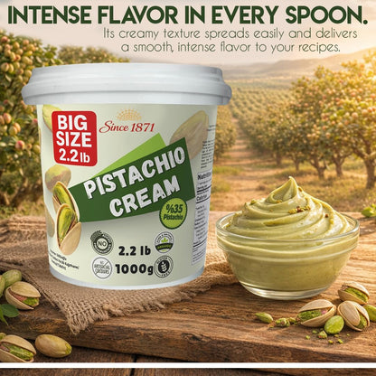 Pistachio Cream Bulk Tub 1kg, 2.2 lb - Premium Pistachio Spread