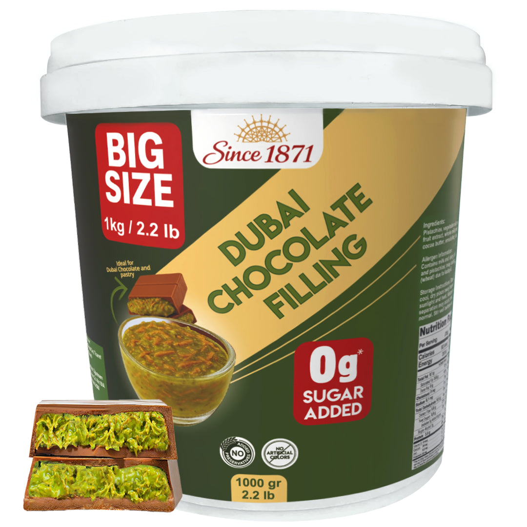 Sugar Free Dubai Chocolate Filling 2.2 lb / 1 kg – Pistachio Cream with Crispy Kadayif | Keto Friendly | Best Ingredient for Dubai Chocolate
