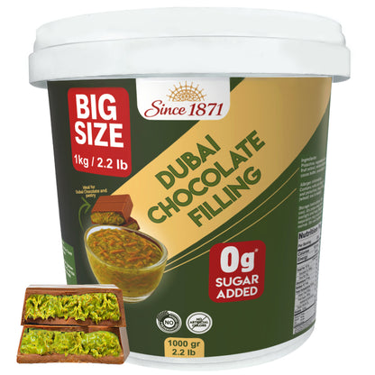 Sugar Free Dubai Chocolate Filling 2.2 lb / 1 kg – Pistachio Cream with Crispy Kadayif | Keto Friendly | Best Ingredient for Dubai Chocolate