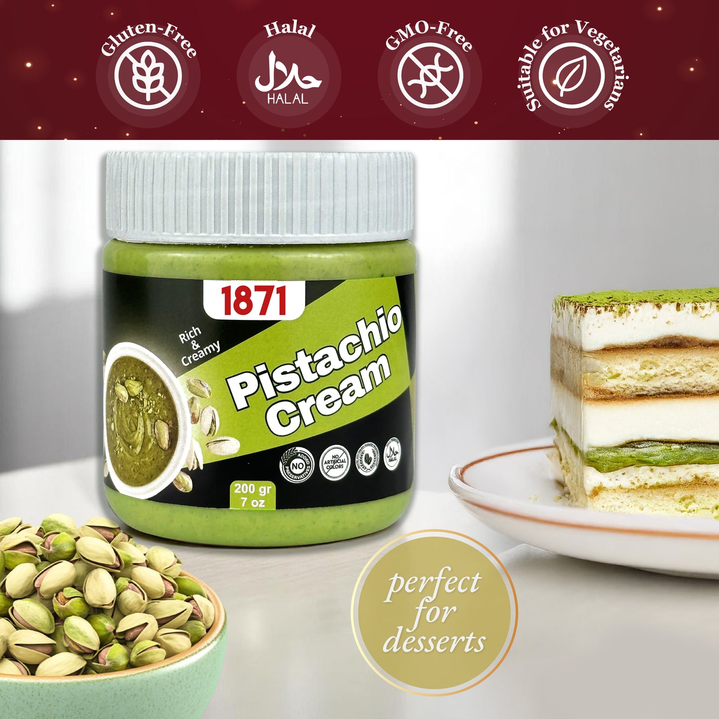 Premium Pistachio Cream 7oz (200g) - Authentic Turkish Spread