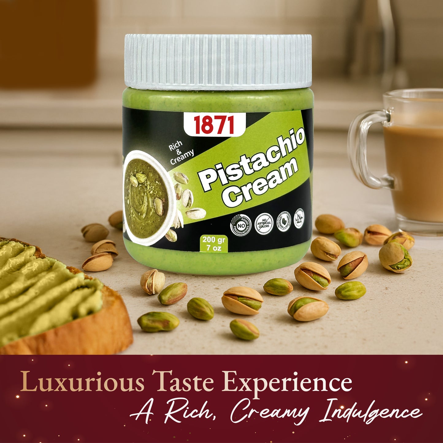 Premium Pistachio Cream 7oz (200g) - Authentic Turkish Spread