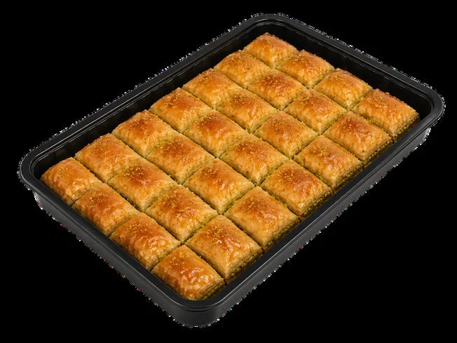 Tray of sugar-free pistachio baklava pieces