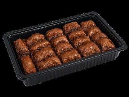 Tray of Dubai chocolate pistachio baklava