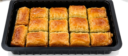 Tray of walnut baklava pieces